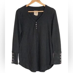 Chaser Thermal Henley V-Neck Waffle Knit Top Long Sleeve Button Cuff size XXL